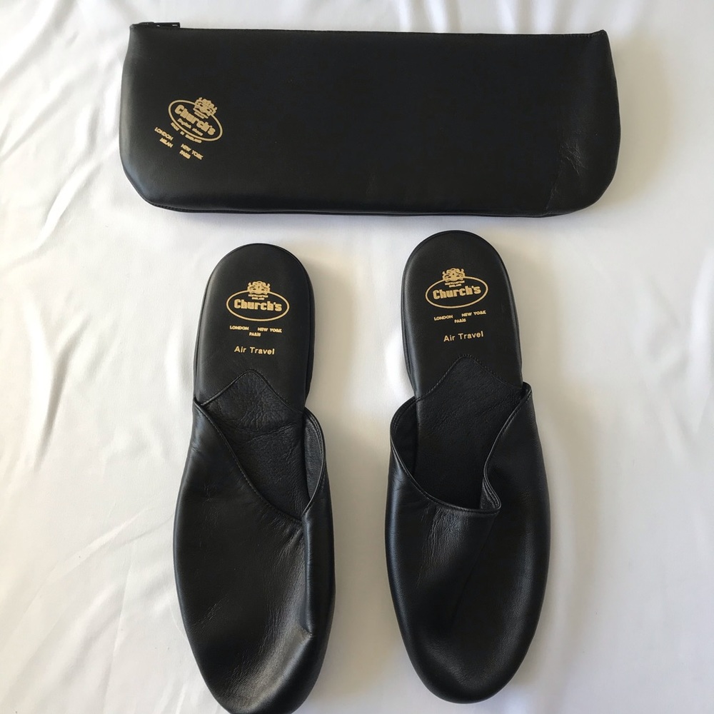 Church’s Black Leather Travel Scuffs with…